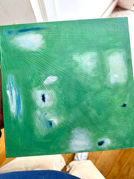Green Abstract on Board
