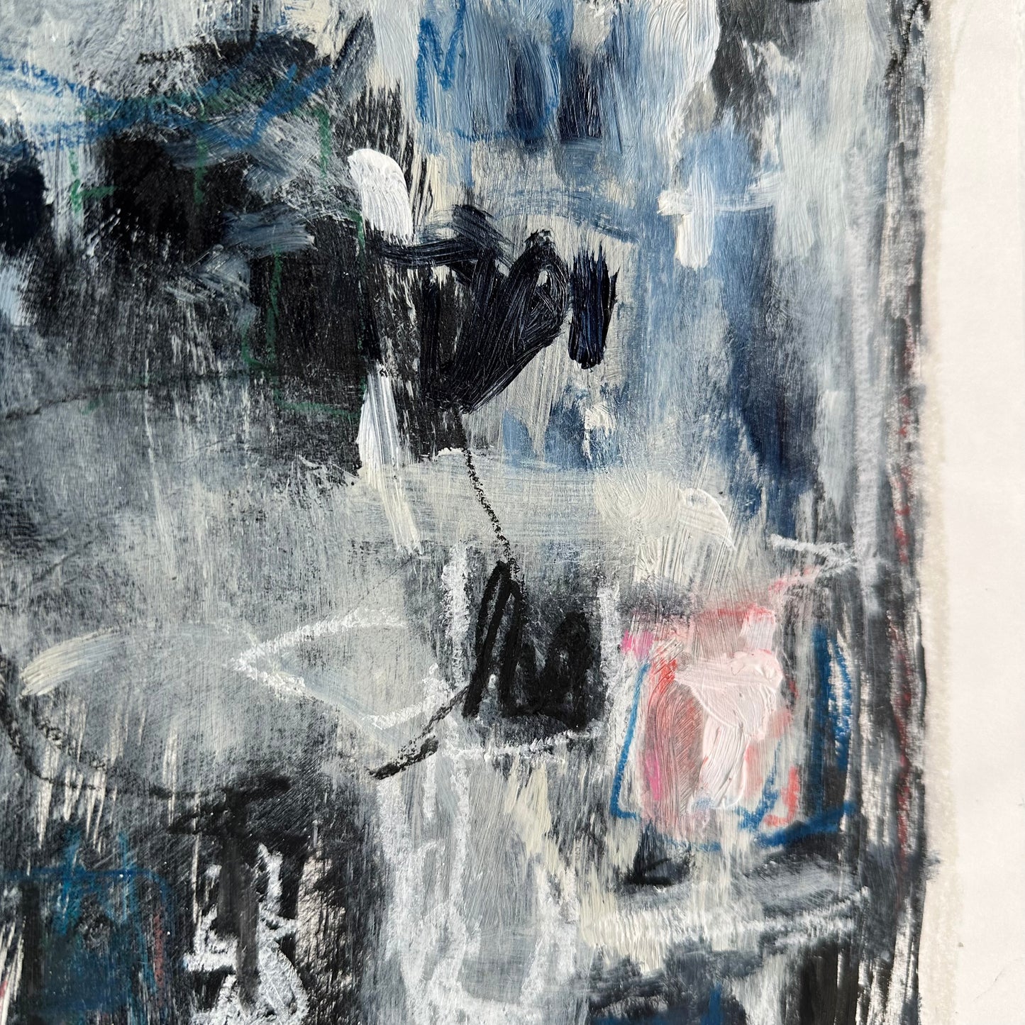 Navy and Black Abstract on Paper III