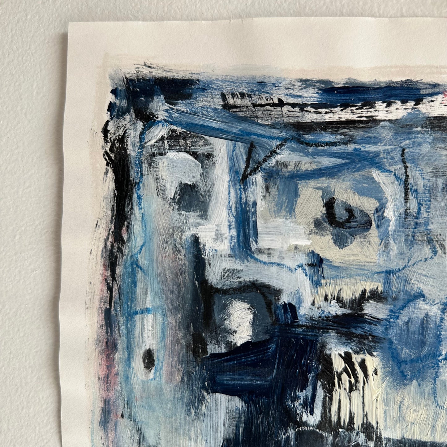 Navy and Black Abstract on Paper III