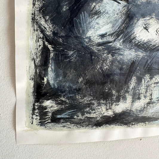 Navy and Black Abstract on Paper I