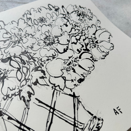 Peonies in Wicker Vase (ii)