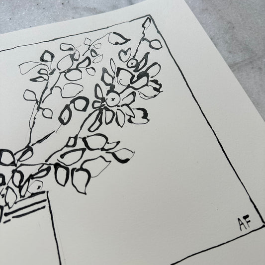 India Ink Branches in Vase