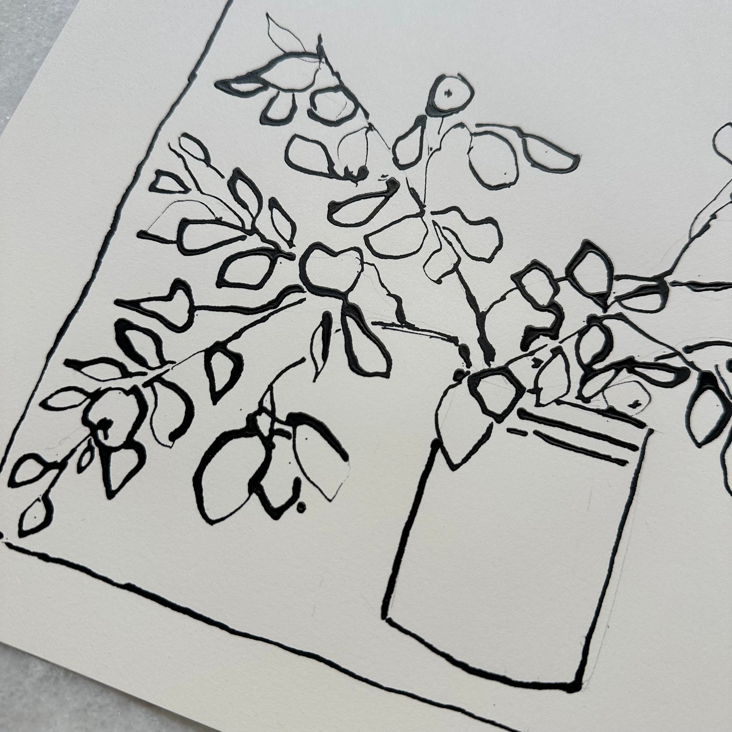 India Ink Branches in Vase