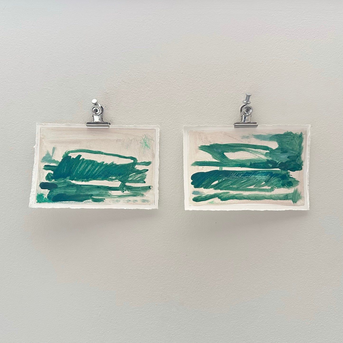 Green Abstract Diptych