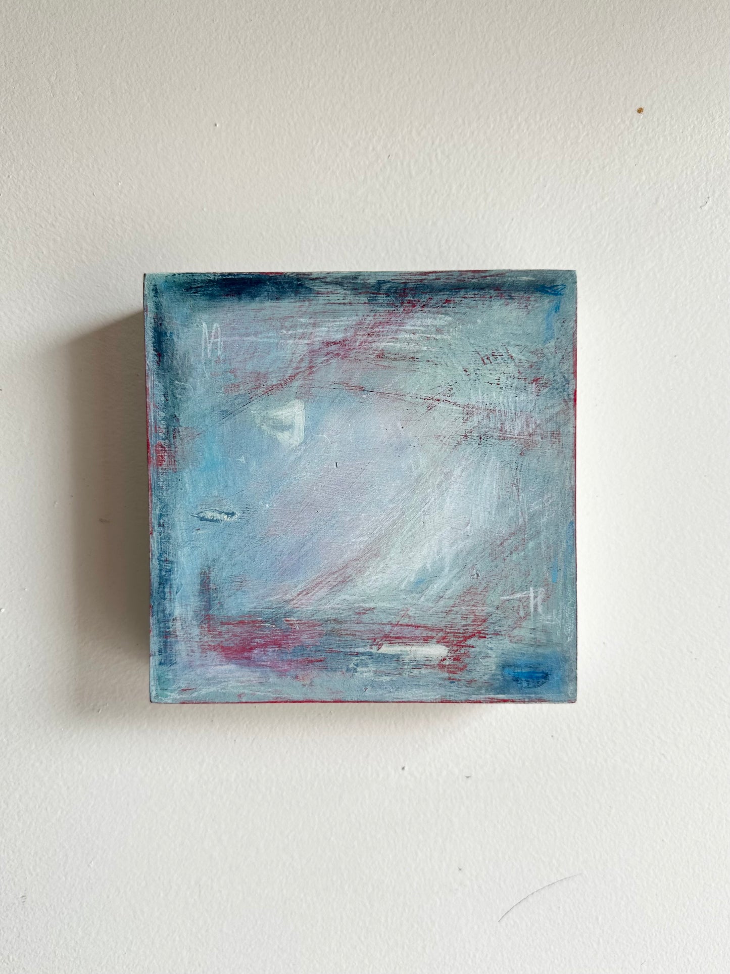 Red and Blue Abstract on Board