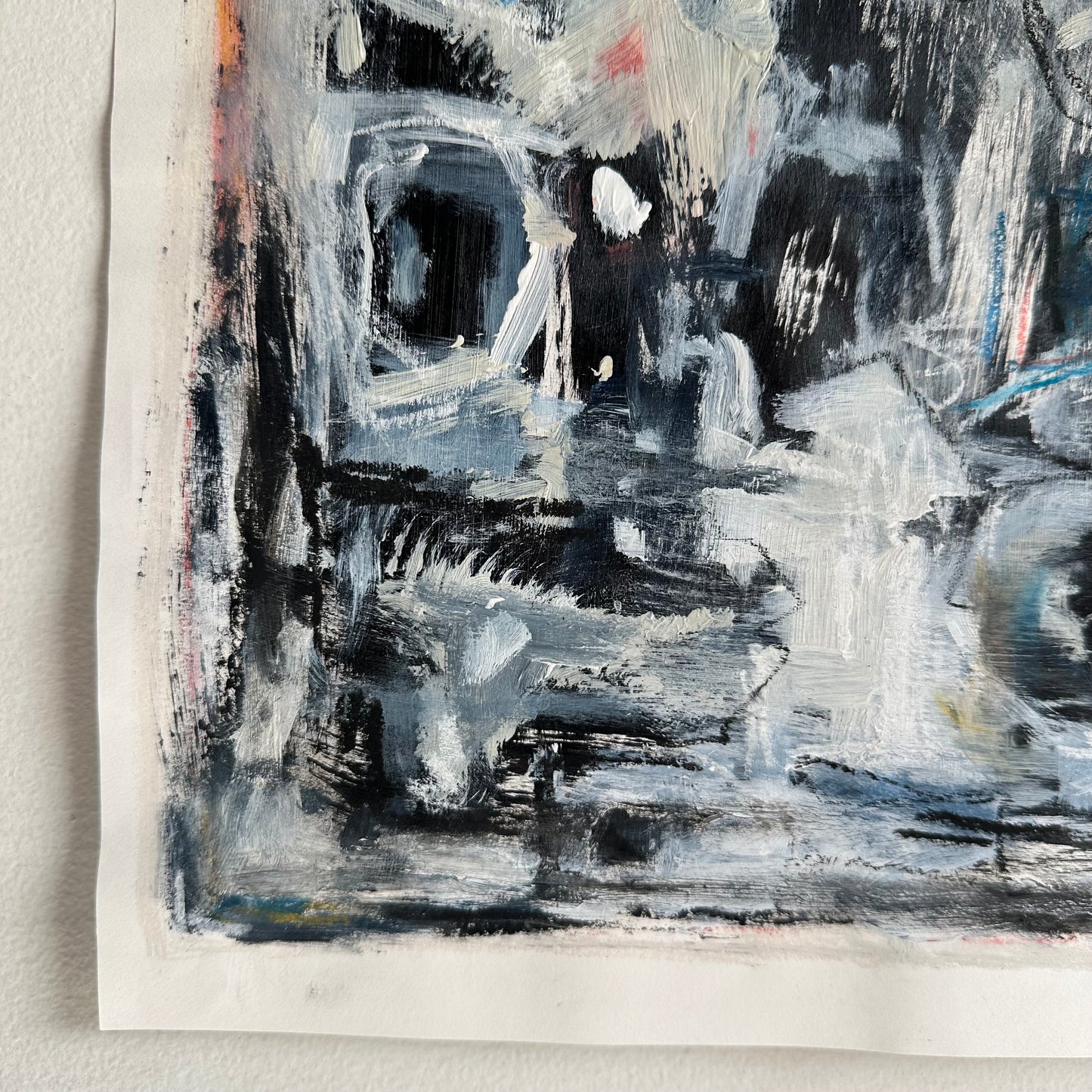Navy and Black Abstract on Paper III