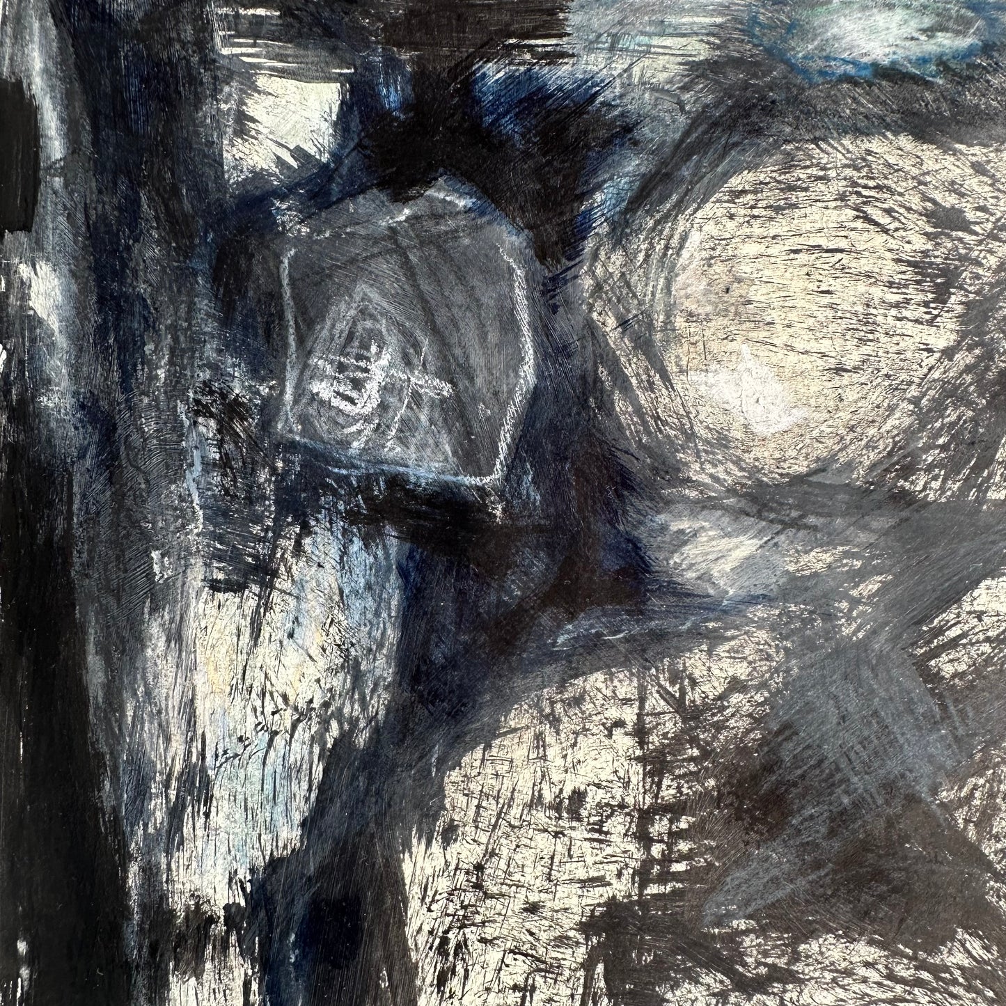 Navy and Black Abstract on Paper II