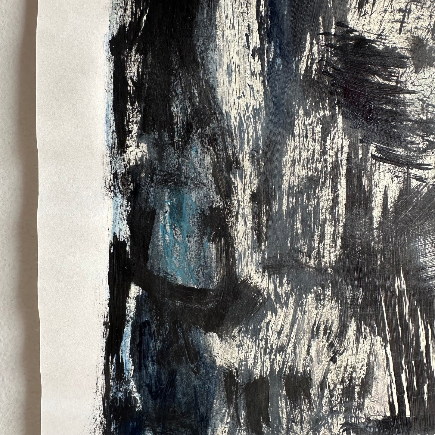 Navy and Black Abstract on Paper II