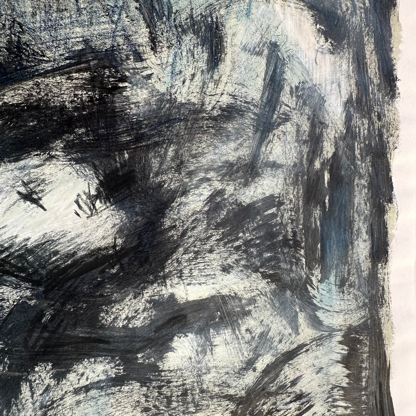 Navy and Black Abstract on Paper I