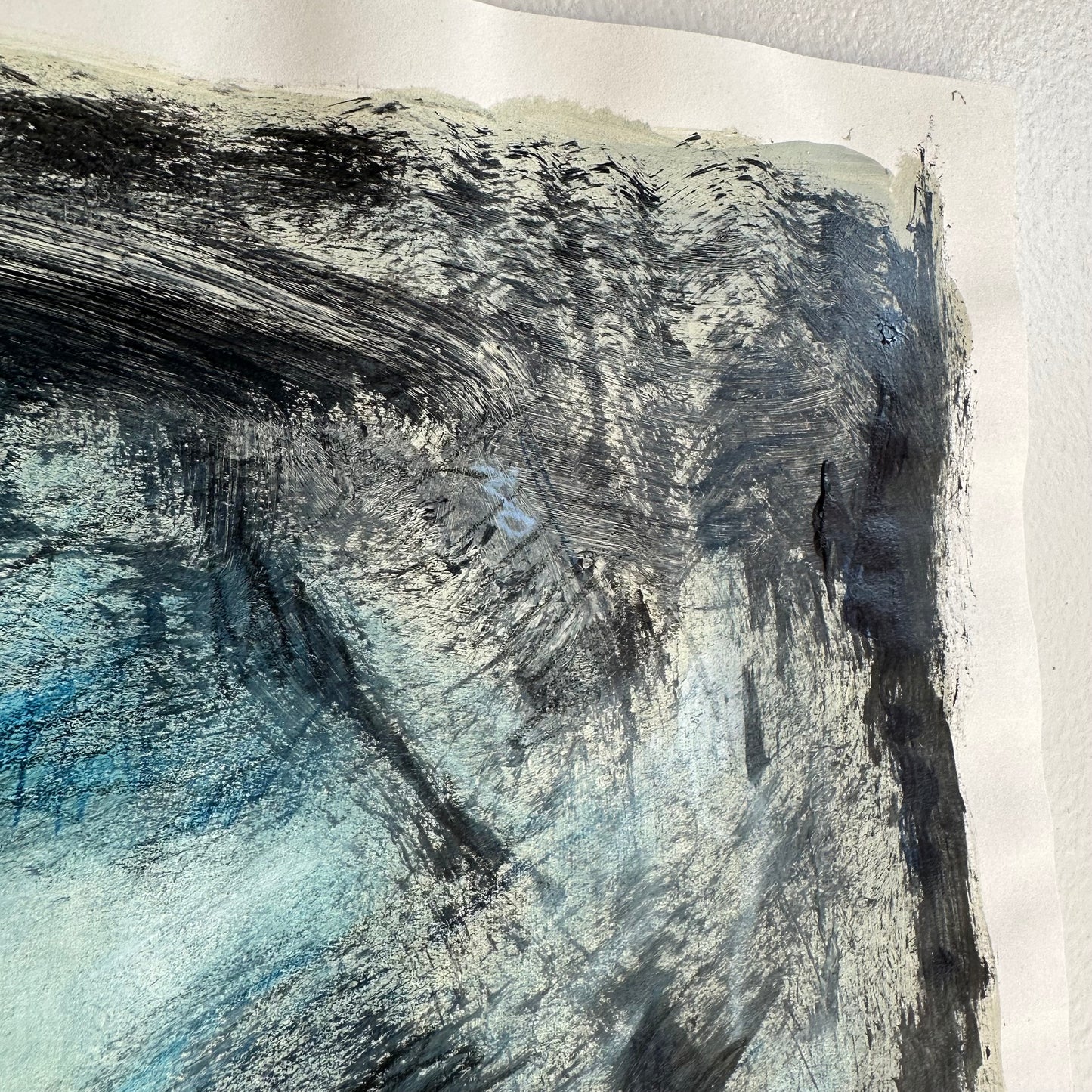 Navy and Black Abstract on Paper I
