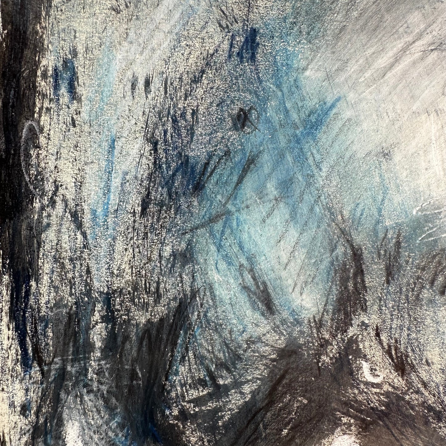 Navy and Black Abstract on Paper I