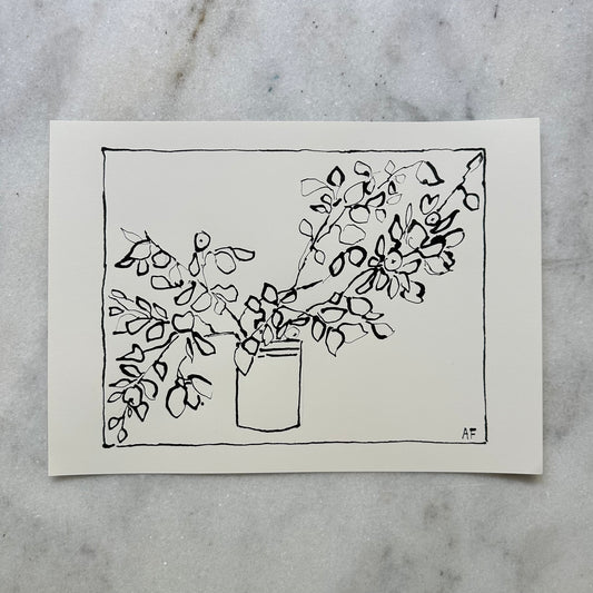 India Ink Branches in Vase